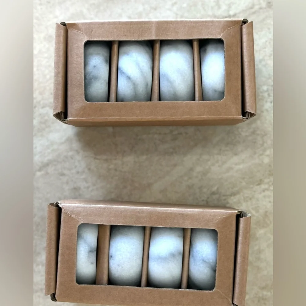 Pottery Barn Providence Marble Napkin Rings - Set Of 4